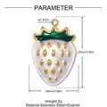 Pendenti a fragola in smalto con materiale in acciaio inox dorato e dimensioni - Fragola Bianco Perlato (YK165-1) / Set di 3