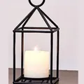 Elegant European style black metal lantern candle holder for wedding and dinner decor - S / Black