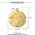 Detailed parameter view of gold stainless steel Love You Dad pendant with rhinestones - I Love Dad Rhinestone Disc (YK258)