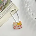 Cute winking cartoon cat acrylic keychain charm with white bead chain for bags or keys - Naughty Cat