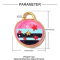 Technical specifications and size for the stainless steel star charm with enamel finish - Pink Striped Star Round Style (YK216)