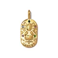 Close-up of golden oval zodiac pendant featuring Cancer crab motif and colorful stones - Cancer (YK244-4)