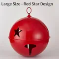Large glossy red Christmas bell ornament featuring a decorative star cutout design. - Star Style Large Red