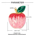 Product size and material details for stainless steel red enamel apple charm pendant - Apple (YK179)