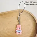 Cute pink resin rabbit phone strap with bow and blue overalls cartoon charm accessory - 2.5x1.8cm / Pink Rabbit