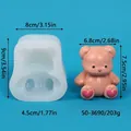 Dimensions détaillées du moule en silicone ours DIY et de la figurine d'ours en résine - Ours Assis (50-3690-D) / 8cmx9cmx4.5cm