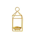 Elegant gold geometric metal lantern candle holder in minimalist Nordic style - S / Gold