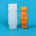 Close-up of cat-shaped silicone mold and finished candle with precise dimensions - 3D Q-version Cat Shape (JZB-0180)