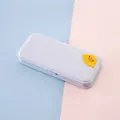 Minimalist light blue portable pencil box with a cute yellow duck decoration for school - Little Yellow Chick