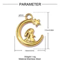 Detailed dimensions for stainless steel gold rabbit moon and star pendant charm - Rabbit Moon Star (YK259)