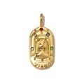 Detailed macro shot of vintage gold Virgo zodiac pendant with colorful crystal accents - Virgo (YK244-6)