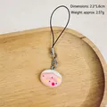 Cute pink resin rabbit cake charm phone strap for students, size 2.1x1.6cm weight 2.57g - Pastry