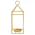 Elegant modern gold metal wireframe lantern candle holder for wedding table decor - L / Gold