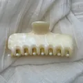Elegant French style hair claw clip featuring a cream marble ink wash pattern texture detail - L / Beige