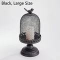 Portavelas grande de hierro negro vintage estilo jaula con pájaro, tamaño grande. - L / Negro
