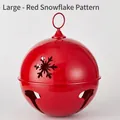 Large red glossy metal Christmas bell ornament with intricate snowflake cutout design - Snowflake Style Large Red