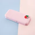 Minimalist pink stationery pencil case with strawberry and bear 3D cartoon decoration - Strawberry Bear