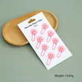 8pcs pink heart-shaped metal paper clips presented on a white display card pack - Set of 8 / Pink Heart