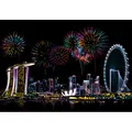 Vibrant Singapore skyline night scene scratch art paper for DIY creative crafts - Singapore Marina Bay Night View / 40.5x28.5cm / Singapore