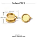 Detail view showing dimensions of a gold-plated stainless steel coffee cup pendant. - 3D Coffee Cup (YK260)