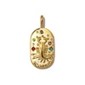 Detailed view of gold Scorpio zodiac pendant with colored stones and engraved text - Scorpio (YK244-8)