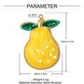 Technical diagram showing 36mm height and 26mm width of yellow enamel pear pendant charm - Pear (YK181)