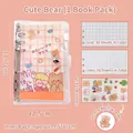 Pink cute bear cartoon loose-leaf binder notebook set with grid and lined refill pages - Cute Bear / Pack of 100