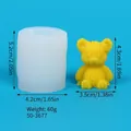 Vue détaillée d'un moule en silicone d'ours avec dimensions précises et poids. - Ours Assis (50-3677-D) / 4.2cmx5.2cm