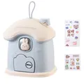 Cartoon house storage box with cute rabbit window and colorful decorative stickers - Blue Piggy Bank With 2 Stickers