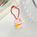 Schattige gelukskat Maneki-neko acryl sleutelhanger met rode kogelketting voor tassen - Gelukskat