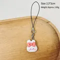 Cute resin rabbit phone charm with pink bow, measures 2.3x2cm, weight 2.66g - Rabbit