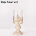 Vintage European-style beige iron candle holder with hollow pattern and glass cover - Rice White Small / With Glass Shield