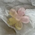 Macro detail view of transparent gradient flower hair claw clip with marbled texture - Smudged Five-Petal Flower