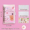 Niedliches rosa Cartoon Kaninchen Bär Ringbuch Set mit Gitter und linierten Seiten - Blumenhase / 100er Pack