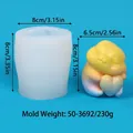 Dimensions détaillées du moule en silicone lapin mignon pour bougies et chocolat - Lapin Tête Penchée (50-3692-D)