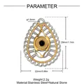 Primer plano del colgante de ojo en acero inoxidable con dimensiones y materiales - Estilo Ojo Turco (YK112) / Bicolor Oro y Plata