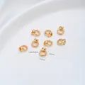 14K gold plated twisted bead frame connector for jewelry making accessories components - Small Twisted Pig Nose Ring (K474-1) / 10 Pieces Pack / 14K Gold