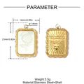 Detailed dimensions of rose shell stainless steel pendant with weight and material info - Rose White Shell Rectangle (YK261)