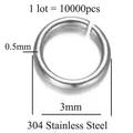 Detailansicht eines 3mm 304 Edelstahl Biegerings für die DIY Schmuckherstellung - O-Ring Stil (YG011) / 4mm (10000 Stück/Packung) / Silber