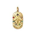 Vintage gold Capricorn zodiac pendant with colorful rhinestones on white background - Capricorn (YK244-10)