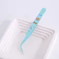 Blauwe gebogen roestvrijstalen hobbypincet met schattige beer- en fruitprints - Teddybeer / Gebogen Punt / Blauw