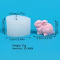 Gros plan d'un moule en silicone lapin avec dimensions pour bougies - Lapin (50-3688-D)