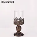 Vintage European iron candle holder with a clear glass sleeve in black small size finish - Black Small / With Glass Shield