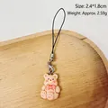 Adorable pink resin bear charm keychain with bow for student bags and phone straps - Teddy Bear