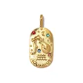 Close-up of vintage Aquarius zodiac stainless steel oval pendant with colorful crystals - Aquarius (YK244-11)