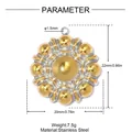 Detailed size diagram of two-tone stainless steel sun flower jewelry pendant - Hollow Sunflower Style (YK103) / 1 Piece