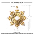 Diagrama de dimensiones para colgante de sol de acero con información de peso y material - Estilo Estrella con Strass (YK113) / Bicolor Oro y Plata