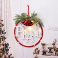 Decorative Christmas iron wreath featuring PEACE letters and warm white LED lights - PEACE
