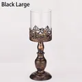 Large retro European iron candle holder in black and gold with glass cylinder - Black Large / With Glass Shield