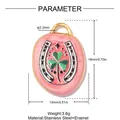Stainless steel horseshoe and clover enamel pendant with size and weight parameters - Pink Oval Style (YK227)
